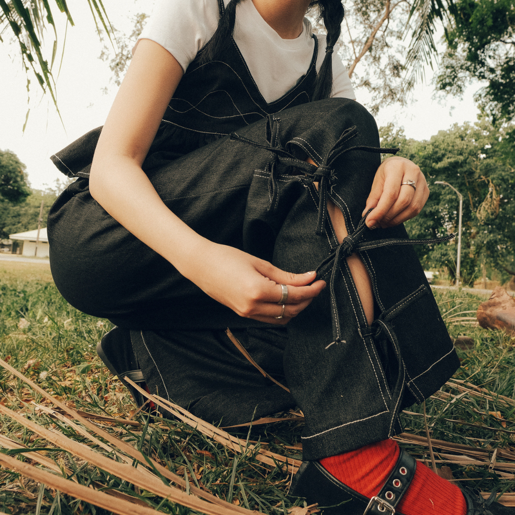 Denim Ribbon Pants