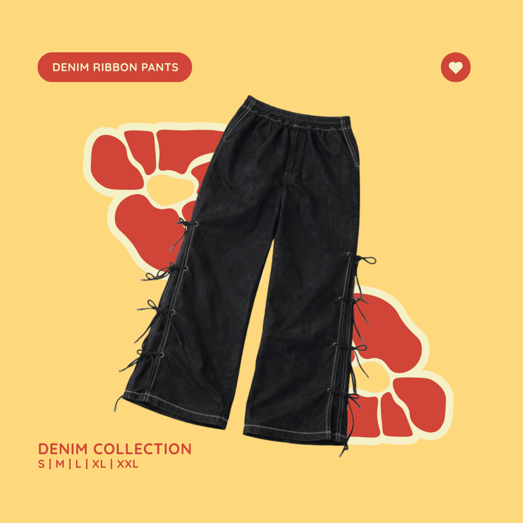 Denim Ribbon Pants