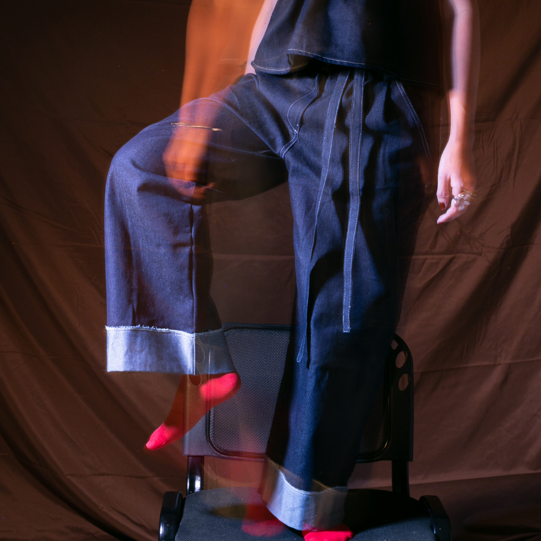 Denim Wide Tie Pants